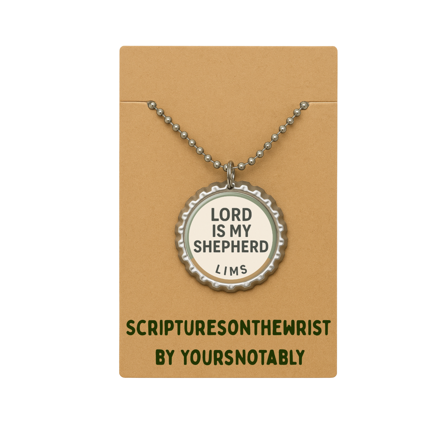 LIMS Bottle Cap Necklace – Lord Is My Shepherd | ScripturesOnTheWrist by YoursNotably