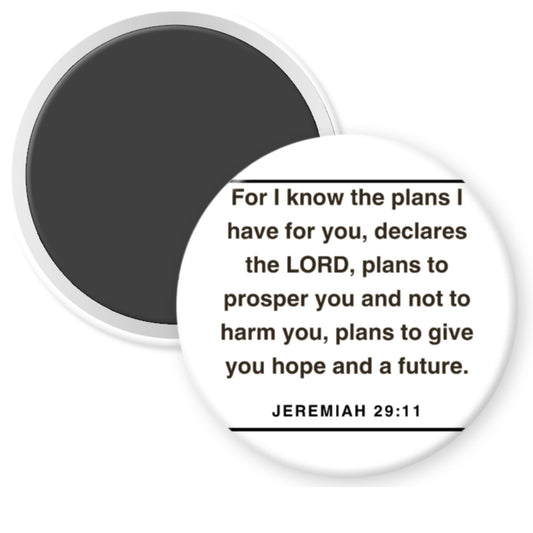 Jeremiah 29:11 Inspirational Magnet – 3 inch Round, Minimalist Design